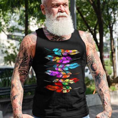 Native American T-Shirts, Vintage Native American Unisex T-Shirt/Hoodie/Sweatshirt HLT00 - Colorful Feathers American Indian Pride Native American