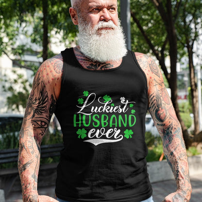 Best Husband Shirt, Wife and Husband Unisex T-Shirt/Hoodie/Sweatshirt HLT00 - Luckiest Husband Ever Shamrock Lucky St Patrick_s Day T-Shirt
