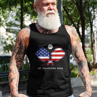Funny Pickleball Shirt, Pickleball Lover Unisex T-Shirt/Hoodie/Sweatshirt HLT00 - Front Back Pickleball Let Freedom Ring July 4th Pickleball T-Shirt