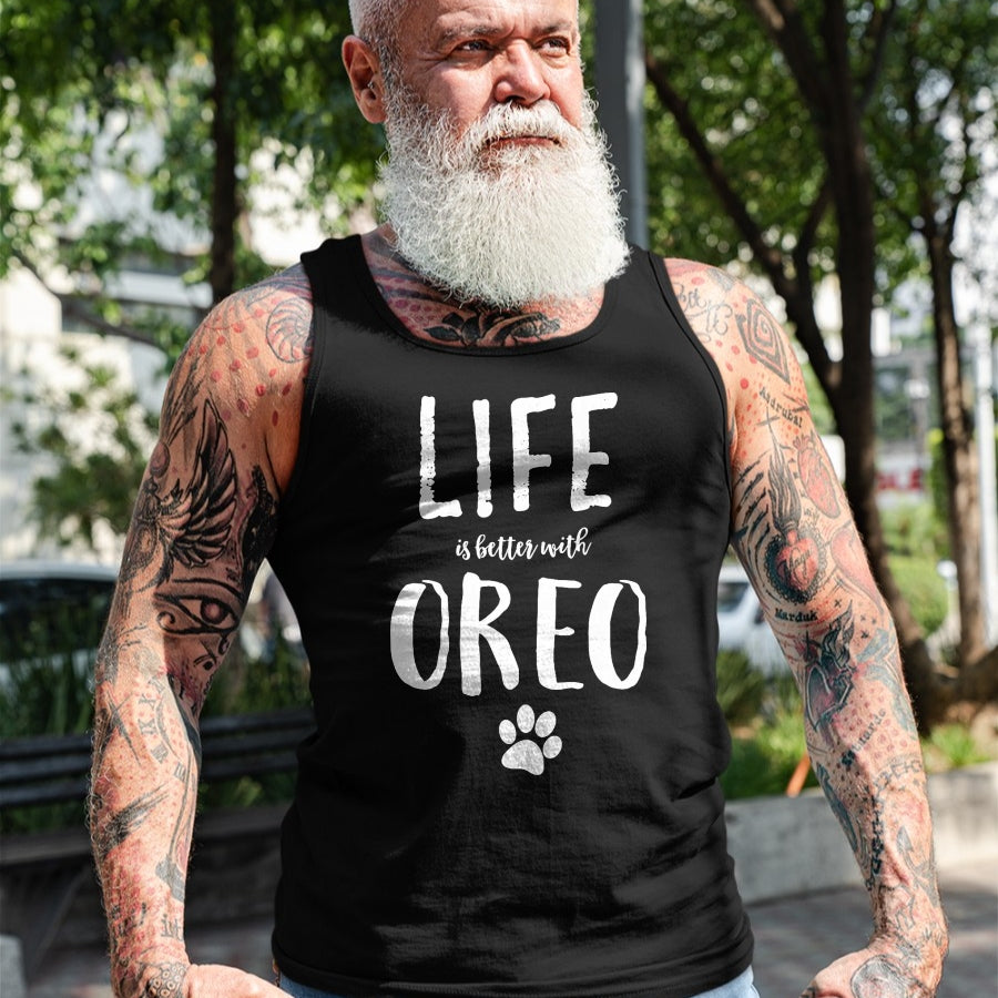 Cat Love Shirt, Funny Cat Lover Gift UnisexT-Shirt/Hoodie/Sweatshirt HLT00 - Life ist Better with Oreo Dog Name T-Shirt Gift Shirt T-Shirt