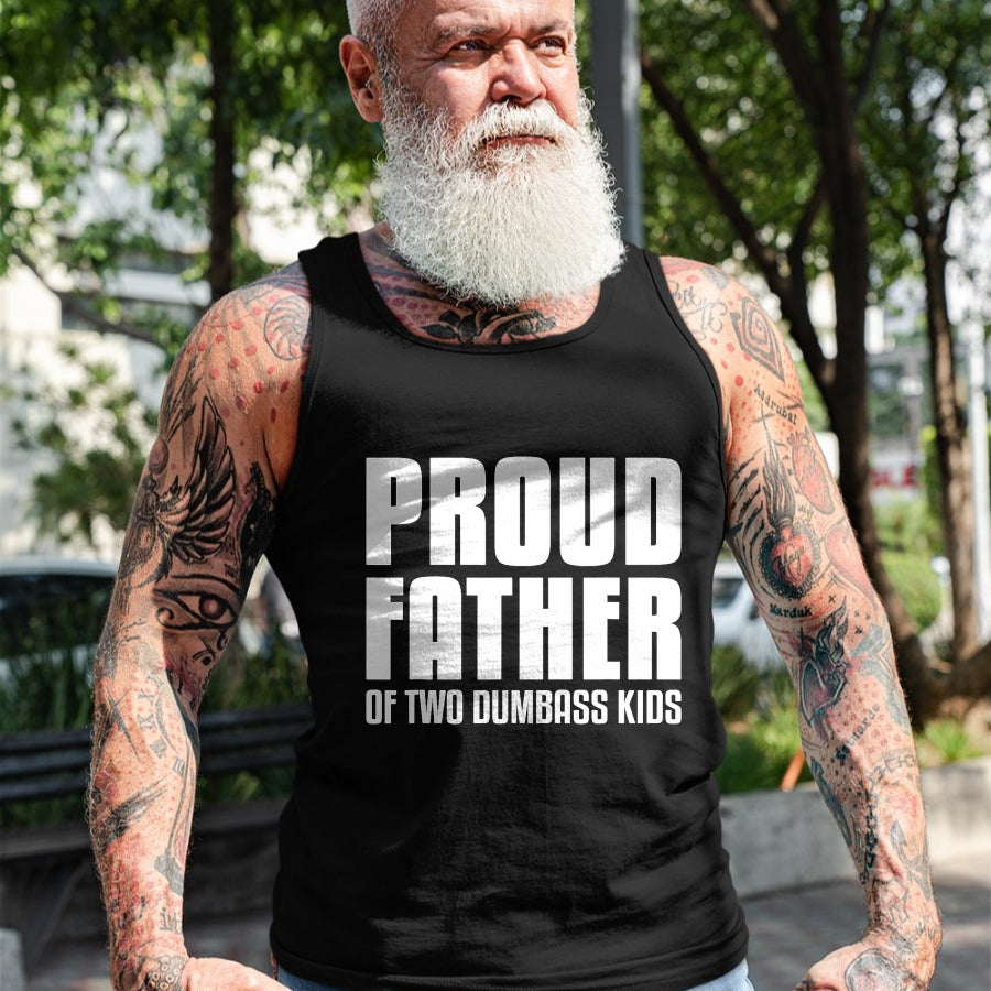 Gift for Dad Shirt, Funny Dad Unisex T-Shirt/Hoodie/Sweatshirt HLT00 – Father Of Two Dumbass Kids Shirt Fathers Day Gift Dad T-Shirt