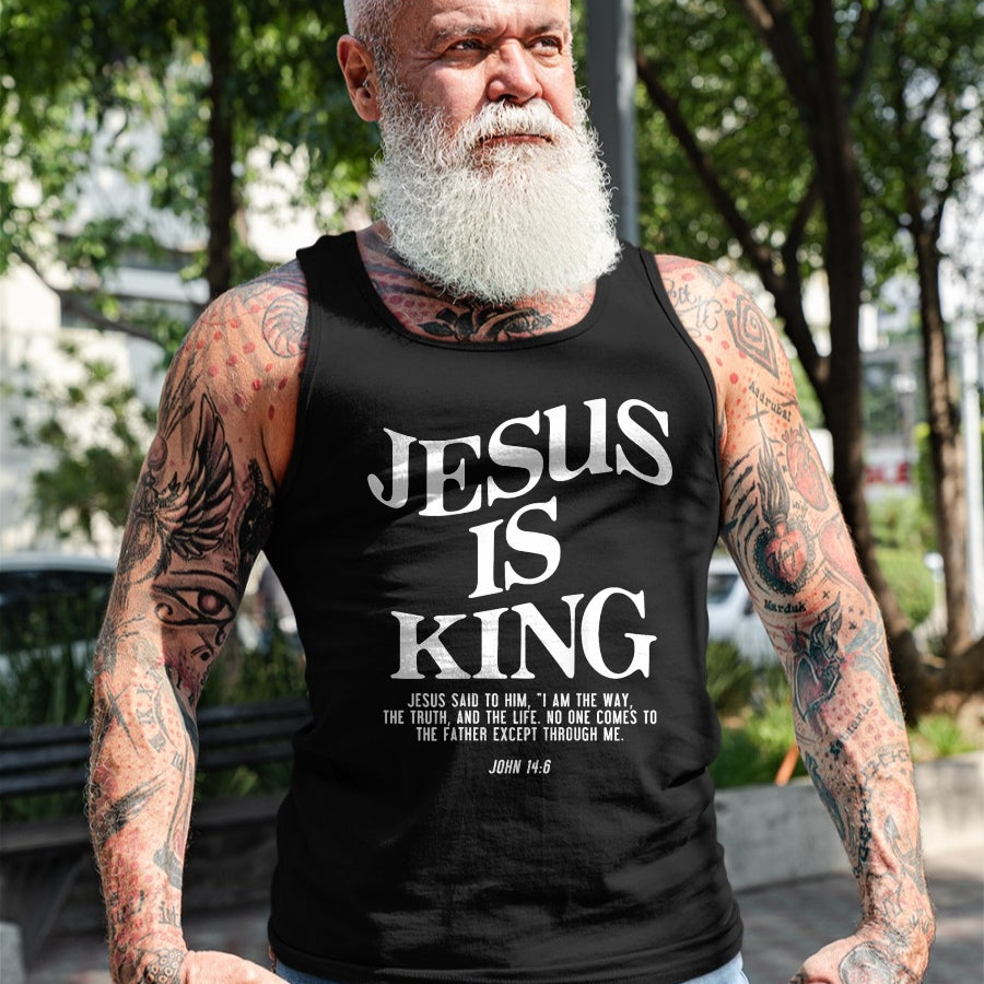 Christian Tee, Christian Faith Unisex T-Shirt/Hoodie/Sweatshirt HLT00 - Jesus Is King Jesus John 146 Costume Christian (On Back) T-Shirt