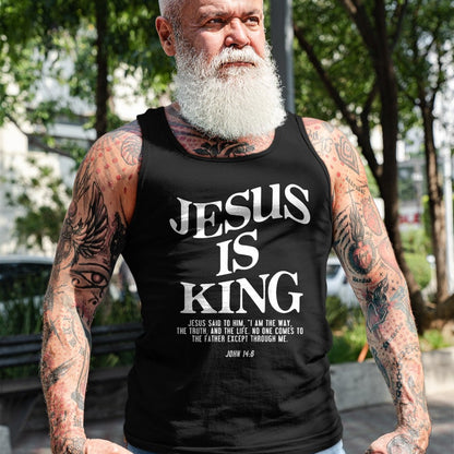 Christian Tee, Christian Faith Unisex T-Shirt/Hoodie/Sweatshirt HLT00 - Jesus Is King Jesus John 146 Costume Christian (On Back) T-Shirt