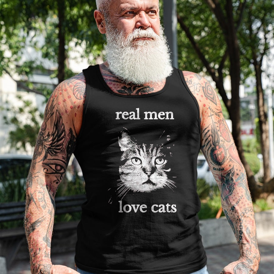Cat Love Shirt, Funny Cat Lover Gift UnisexT-Shirt/Hoodie/Sweatshirt HLT00 - Real Men Love Cats - Cat Lover T-Shirt T-Shirt, Men, Navy Blue, X-Large