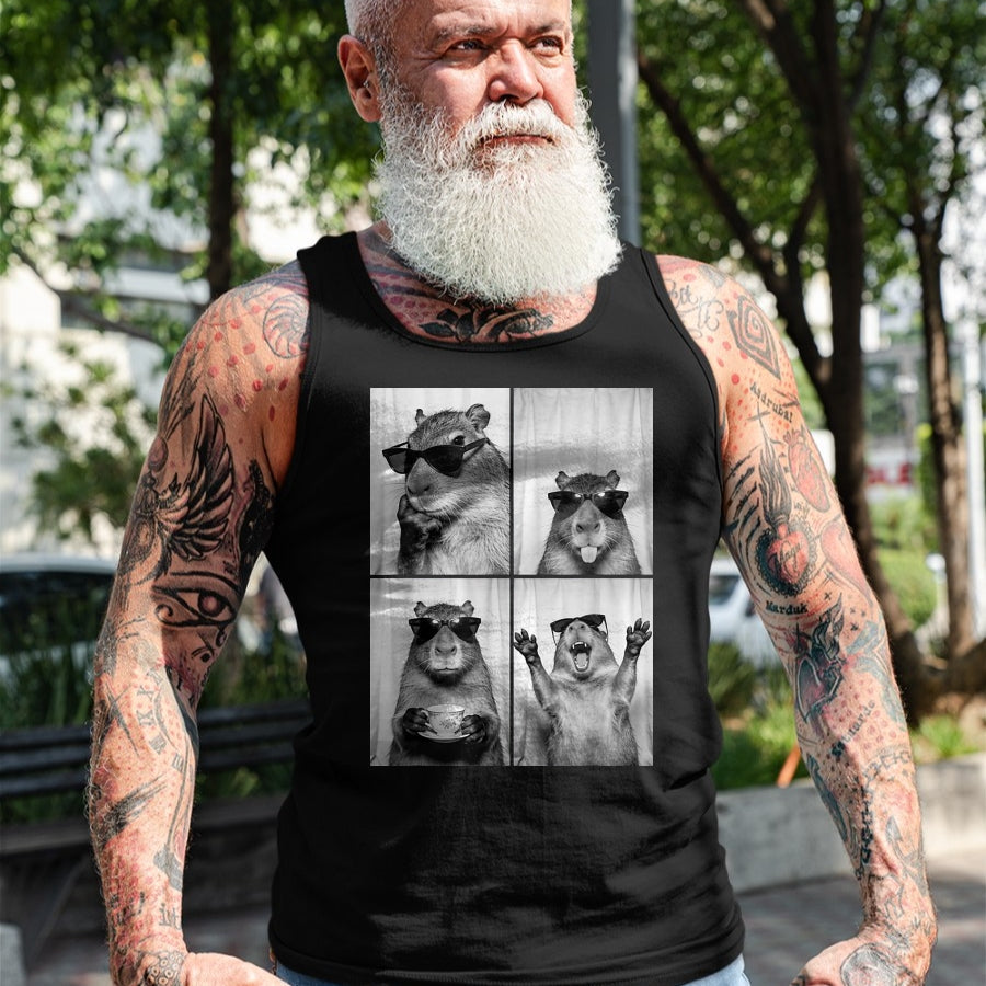 Cute Capybara Shirt, Funny Capybara Unisex T-Shirt/Hoodie/Sweatshirt HLT00 - Funny Capybara Photobooth, Capybara with Sunglasses, Rodent T-Shirt, Women, Black, X-Small