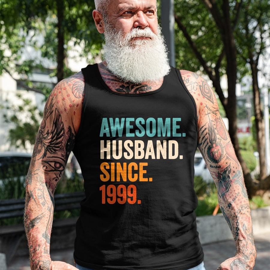 Best Wife Shirt, Wife and Husband Unisex T-Shirt/Hoodie/Sweatshirt HLT00 - Awesome Husband Since 1999 25th wedding anniversary 25 years T-Shirt (1)