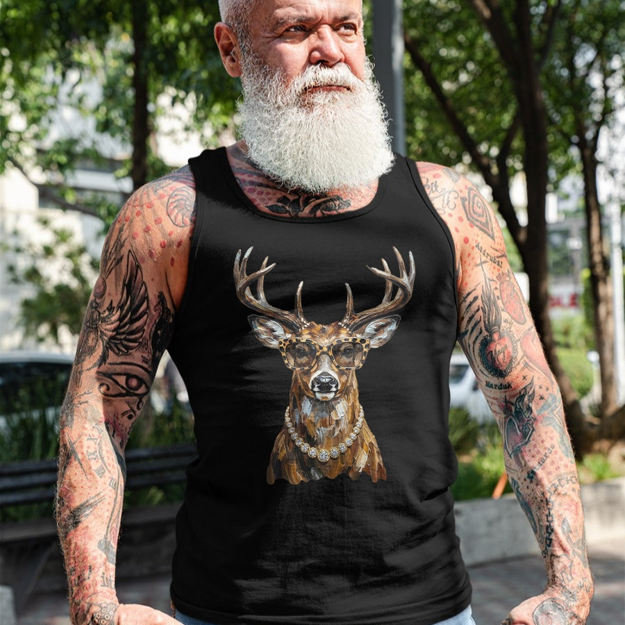 Funny Hunting Shirt, Gift For Hunting Lover Unisex T-Shirt/Hoodie/Sweatshirt HLT00 - Glam Whitetail Deer Wearing Sunglasses Necklace Hunting T-Shirt