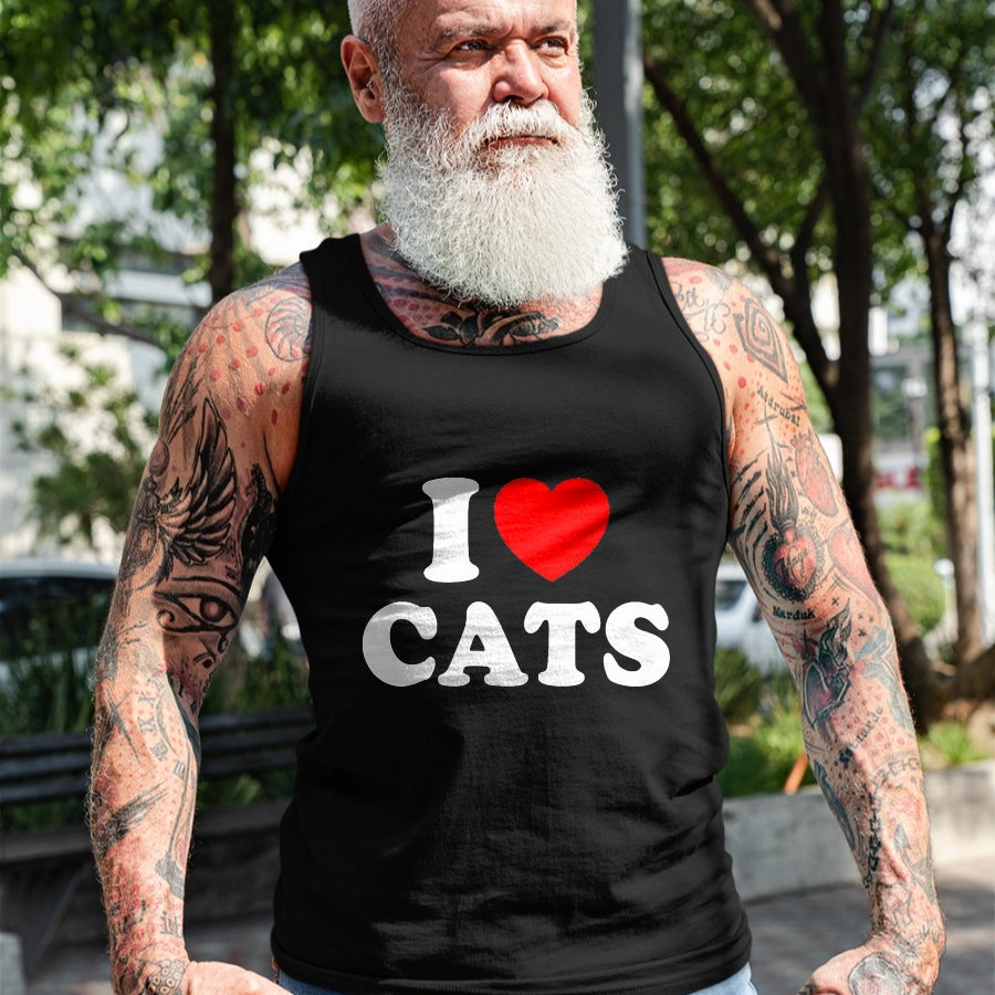 Cat Love Shirt, Funny Cat Lover Gift UnisexT-Shirt/Hoodie/Sweatshirt HLT00 - I Love Cats I Heart Cats T-Shirt, Men, Black, Small