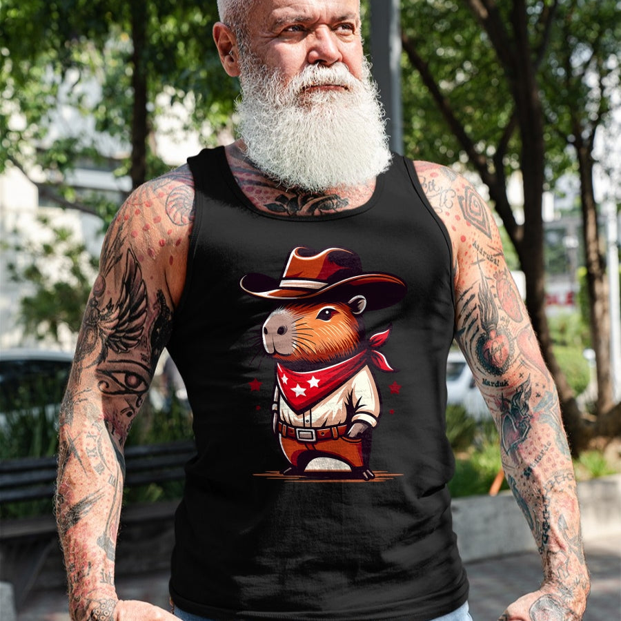 Cute Capybara Shirt, Funny Capybara Unisex T-Shirt/Hoodie/Sweatshirt HLT00 - Western Capybara Cowboy T-Shirt