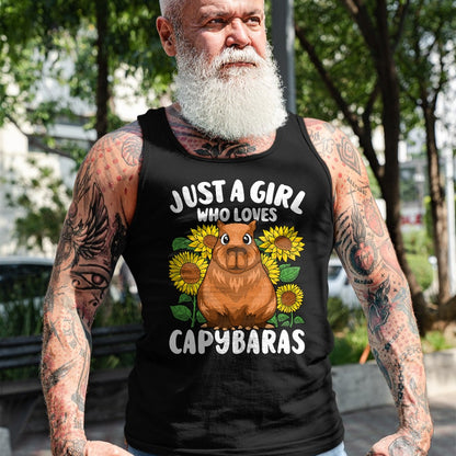 Cute Capybara Shirt, Funny Capybara Unisex T-Shirt/Hoodie/Sweatshirt HLT00 - Just A Girl Who Loves Capybaras Cute Sunflower Girls Kids T-Shirt