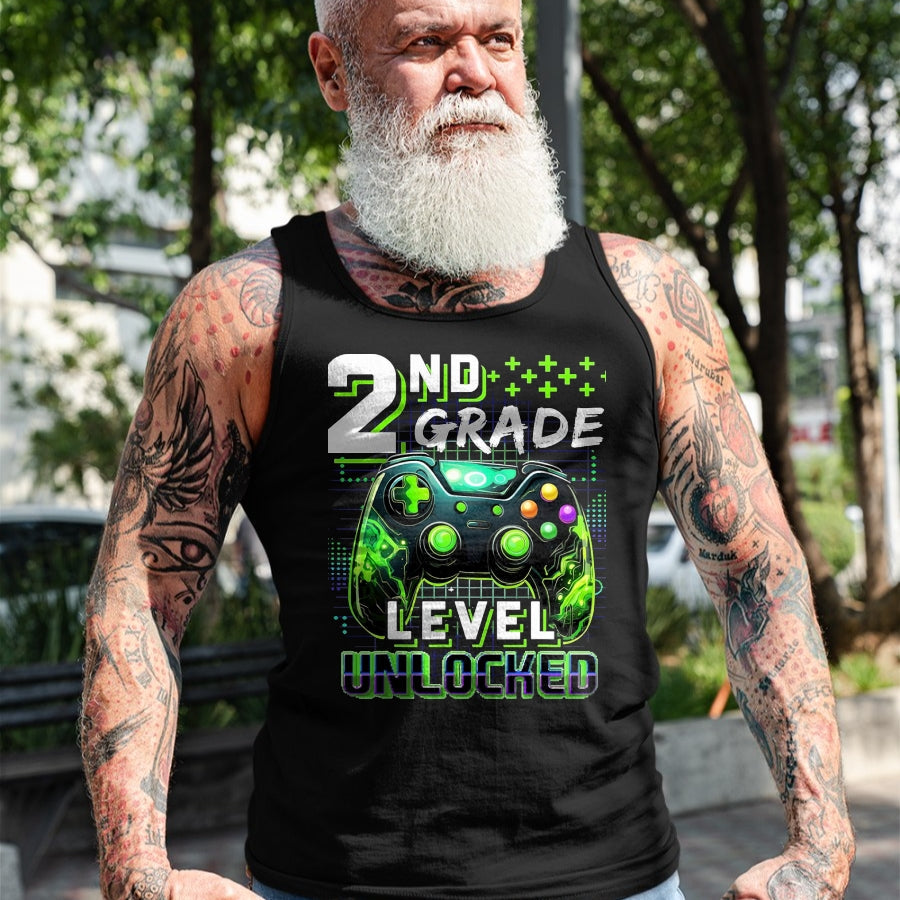 Best Student Shirt, Funny Back To School UnisexT-Shirt/Hoodie/Sweatshirt HLT00 - Back to School 2nd Grade Boys Gamer First Day School Level T-Shirt, Men, Black, 3X-Large