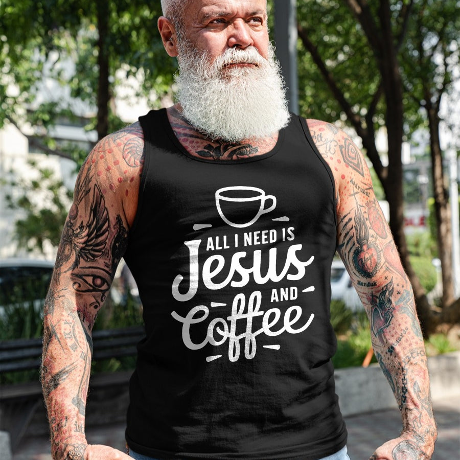 Christian Tee, Christian Faith Unisex T-Shirt/Hoodie/Sweatshirt HLT00 -  All I Need Is Jesus And Coffee Shirt Men Women Religious T-Shirt