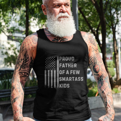 Gift for Dad Shirt, Funny Dad Unisex T-Shirt/Hoodie/Sweatshirt HLT00 – Proud Father Of A Few Smartass Kids American Flag Dad Joke T-Shirt