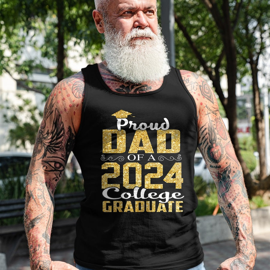 Gift for Dad Shirt, Funny Dad Unisex T-Shirt/Hoodie/Sweatshirt HLT00 – Proud Dad Of 2024 Graduate College Shirt Graduation T-Shirt