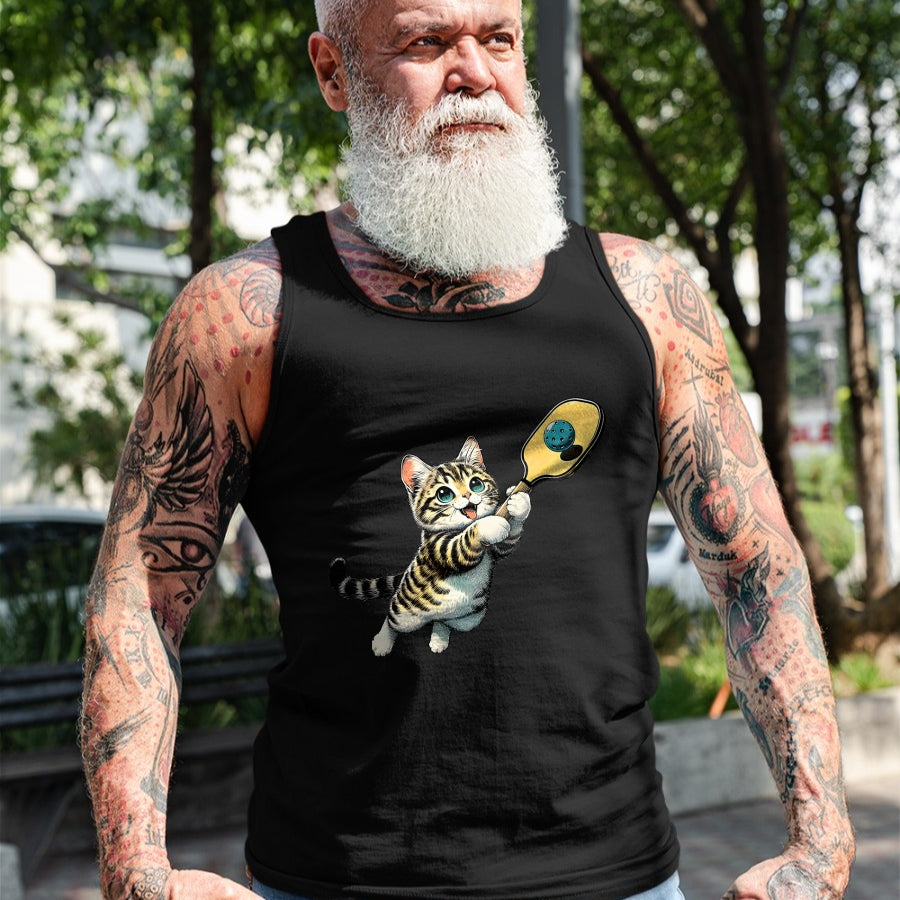 Funny Pickleball Shirt, Pickleball Lover Unisex T-Shirt/Hoodie/Sweatshirt HLT00 - Funny Kitten Playing Pickleball Cute Cat Pickleball Player T-Shirt