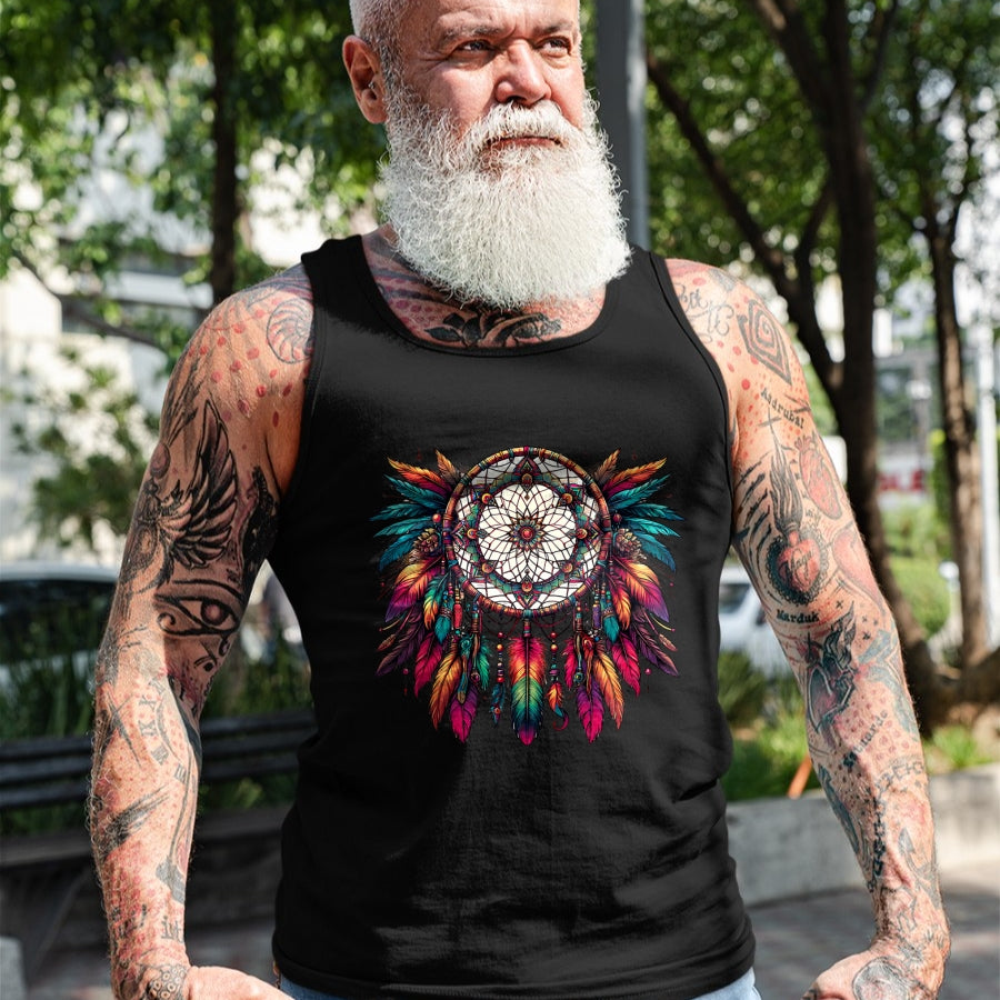 Native American T-Shirts, Vintage Native American Unisex T-Shirt/Hoodie/Sweatshirt HLT00 - Colorful Dreamcatcher Feather Tee Art Native American Indian