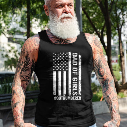 Gift for Dad Shirt, Funny Dad Unisex T-Shirt/Hoodie/Sweatshirt HLT00 – Proud Dad of Girl Outnumbered American Flag Father_s Day T-Shirt