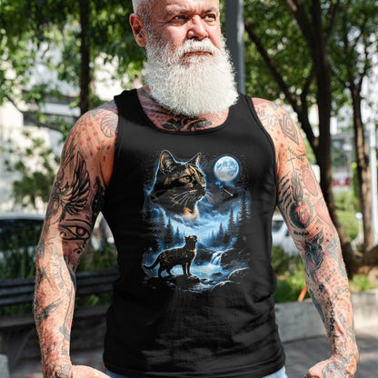 Cat Love Shirt, Funny Cat Lover Gift UnisexT-Shirt/Hoodie/Sweatshirt HLT00 - Tortoiseshell Cat Howling At Moon Celestial Parody Design T-Shirt, Men, Black, 3X-Large