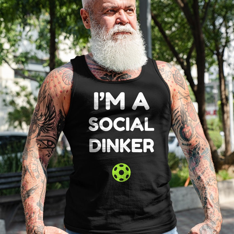 Funny Pickleball Shirt, Pickleball Lover Unisex T-Shirt/Hoodie/Sweatshirt HLT00 - I'm A Social Dinker Pickleball Ball Graphic T-Shirt
