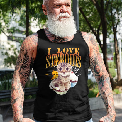 Cat Love Shirt, Funny Cat Lover Gift UnisexT-Shirt/Hoodie/Sweatshirt HLT00 - I Love Steroids CAT Funny Meme Cute T-Shirt, Men, Black, X-Large (1)