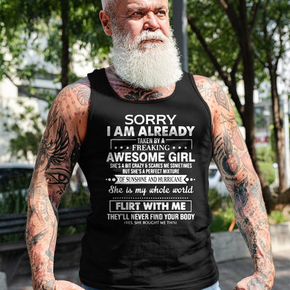Best Husband Shirt, Wife and Husband Unisex T-Shirt/Hoodie/Sweatshirt HLT00 - Mens Sorry I_m Already Taken by a Freaking Awesome Girl T-Shirt