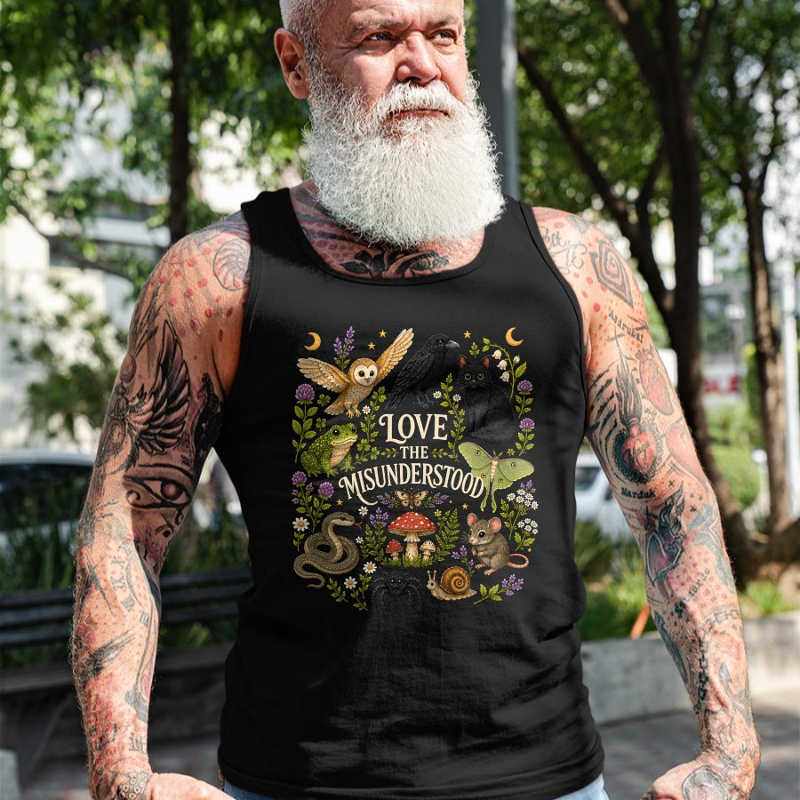 Cat Love Shirt, Funny Cat Lover Gift UnisexT-Shirt/Hoodie/Sweatshirt HLT00 - Love The Misunderstood Bat Raven Cat Snake Spider Moth Frog T-Shirt (1)