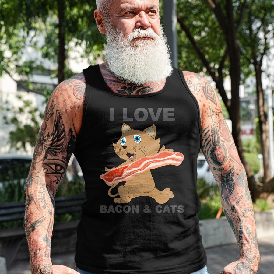 Cat Love Shirt, Funny Cat Lover Gift UnisexT-Shirt/Hoodie/Sweatshirt HLT00 - I love bacon and cats T-Shirt