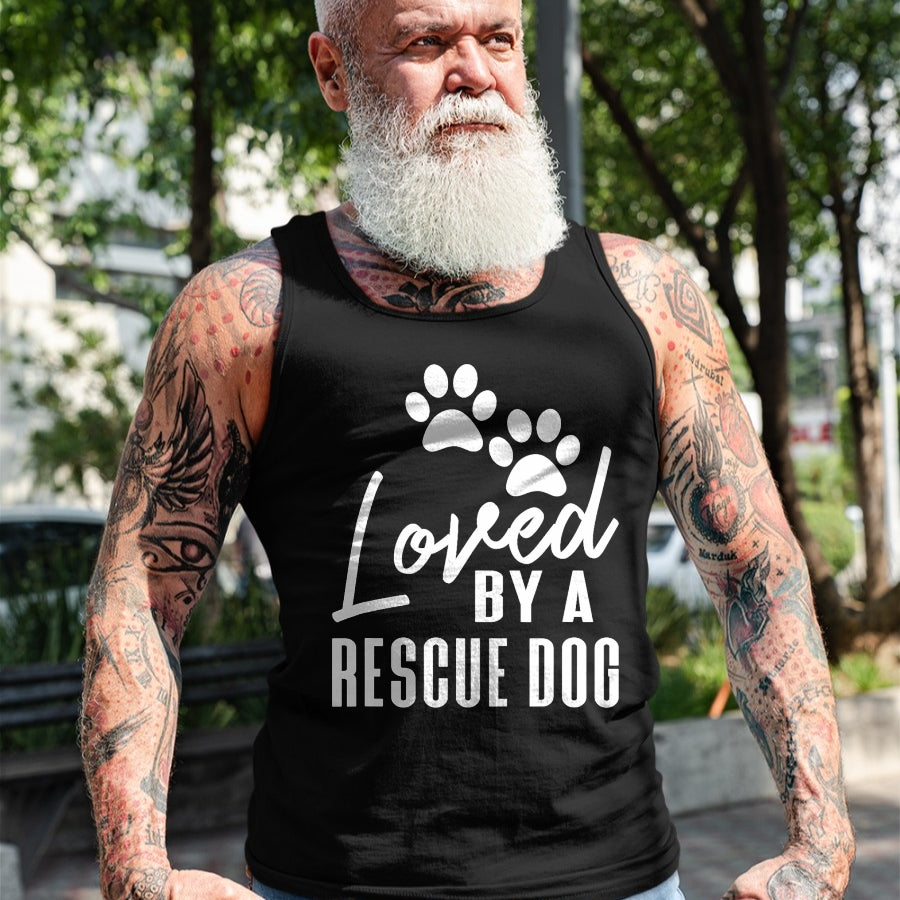 Dog Love Shirt, Dog Lover Gift T-Shirt/Hoodie/Sweatshirt HLT00 - Loved By A Rescue Dog - Foster Mom Rescue Dad T-Shirt