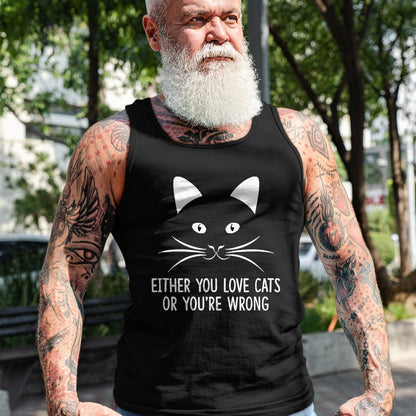 Cat Love Shirt, Funny Cat Lover Gift UnisexT-Shirt/Hoodie/Sweatshirt HLT00 - Either You Love Cats Or You_re Wrong - T-Shirt, Men, Navy Blue, 3X-Large