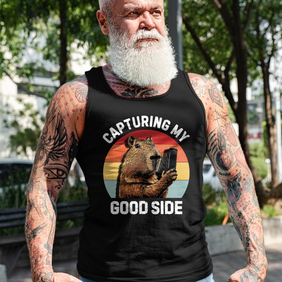 Cute Capybara Shirt, Funny Capybara Unisex T-Shirt/Hoodie/Sweatshirt HLT00 - Capybara Selfie Long Sleeve T-Shirt