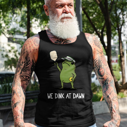Funny Pickleball Shirt, Pickleball Lover Unisex T-Shirt/Hoodie/Sweatshirt HLT00 - We Dink At Dawn Funny Pickleball Frog T-Shirt