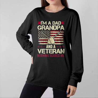 Proud Veteran Shirt, Funny Veteran UnisexT-Shirt/Hoodie/Sweatshirt HLT00 - I_m a Dad Grandpa and a Veteran Nothing Scares me T-Shirt, Men, Navy Blue, 3X-Large