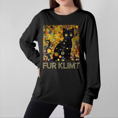 Cat Love Shirt, Funny Cat Lover Gift UnisexT-Shirt/Hoodie/Sweatshirt HLT00 - Black Cat in Klimt Painting, Cat Lover, Artist Art Student T-Shirt, Men, Black, 3X-Large