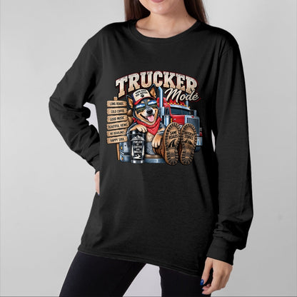 Best Truck Driver Life Shirt, Funny Trucker UnisexT-Shirt/Hoodie/Sweatshirt HLT00 - Funny Trucker Blue Heeler Dog Semi Truck Driver Humor Design Long Sleeve T-Shirt