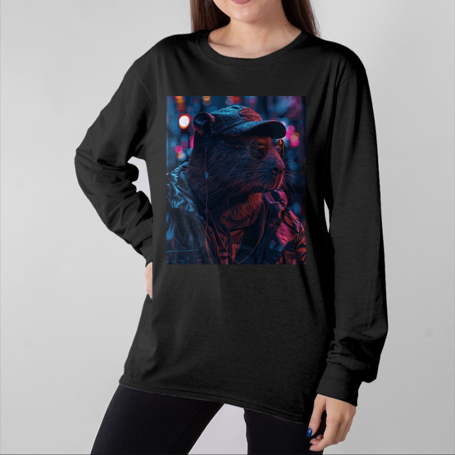 Cute Capybara Shirt, Funny Capybara Unisex T-Shirt/Hoodie/Sweatshirt HLT00 - Funny Graphic Capybara Long Sleeve T-Shirt (9)