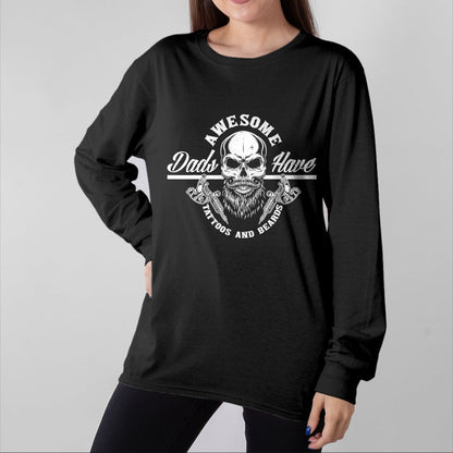 Best Wife Shirt, Wife and Husband Unisex T-Shirt/Hoodie/Sweatshirt HLT00 - Awesome Dads Have Tattoos And Beards Funny Father Dad T-Shirt