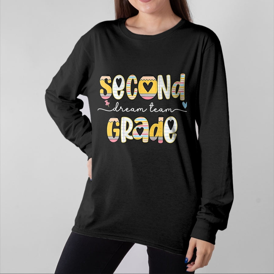 Best Teacher Shirt, Funny Teacher UnisexT-Shirt/Hoodie/Sweatshirt HLT00 - Second Grade Dream Team Back to School 2nd Grade Teacher T-Shirt, Men, Black, 3X-Large