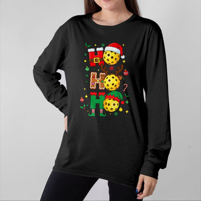 Funny Pickleball Shirt, Pickleball Lover Unisex T-Shirt/Hoodie/Sweatshirt HLT00 - Ho Ho Ho Pickleball Christmas, Funny Paddle Players Holiday T-Shirt