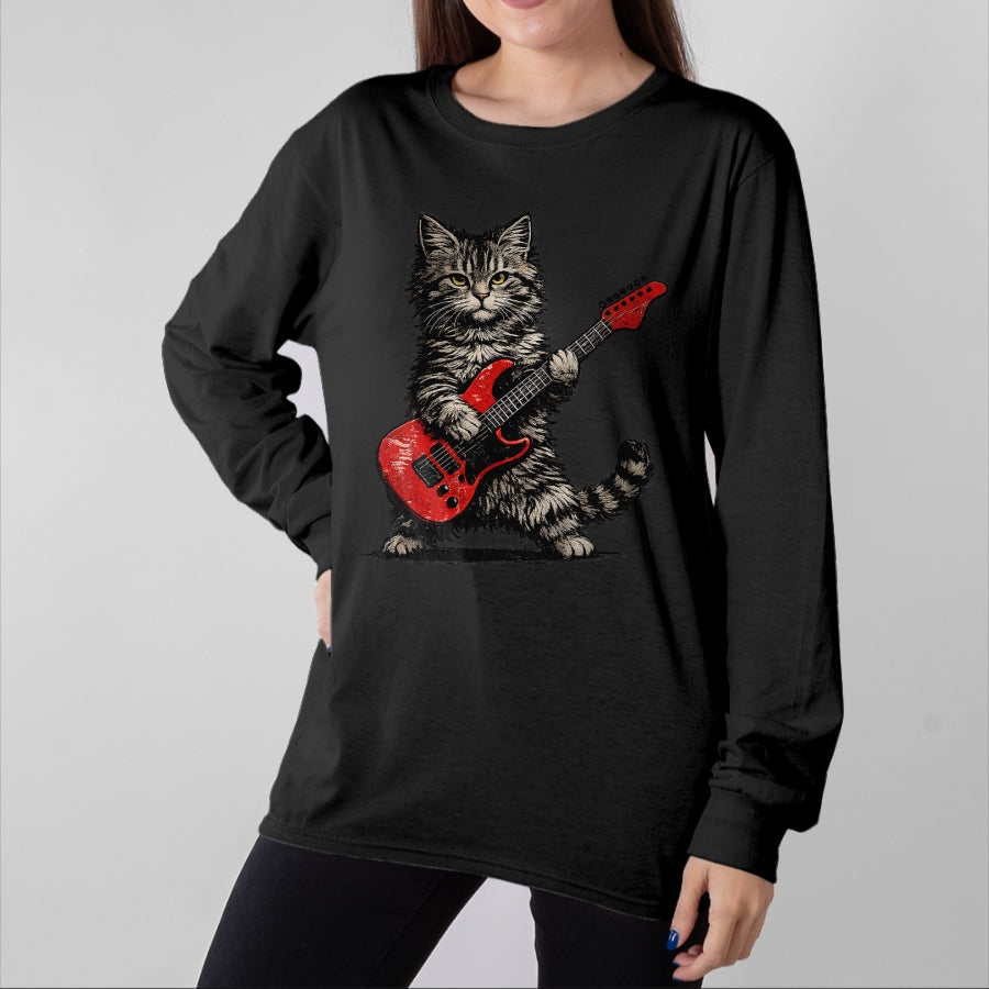 Guitar Lover Shirt, Funny Guitar UnisexT-Shirt/Hoodie/Sweatshirt HLT00 - Funny Cat Playing Guitar Rock and Roll Gifts Men Women Kids T-Shirt (5)