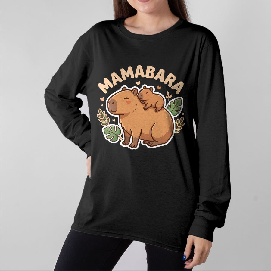 Cute Capybara Shirt, Funny Capybara Unisex T-Shirt/Hoodie/Sweatshirt HLT00 - Mamabara Capybara Mother T-Shirt (2)