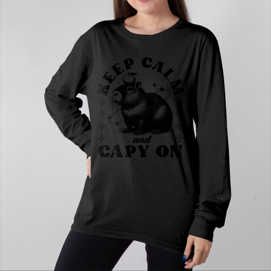 Cute Capybara Shirt, Funny Capybara Unisex T-Shirt/Hoodie/Sweatshirt HLT00 - Sarcastic Capybara Long Sleeve T-Shirt