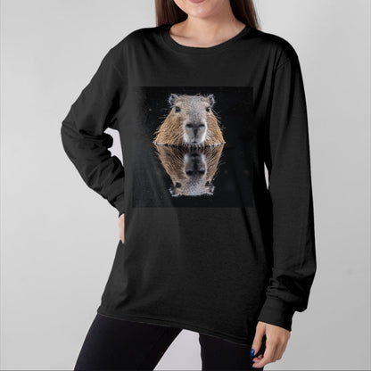 Cute Capybara Shirt, Funny Capybara Unisex T-Shirt/Hoodie/Sweatshirt HLT00 - Funny Graphic Capybara Long Sleeve T-Shirt (10)