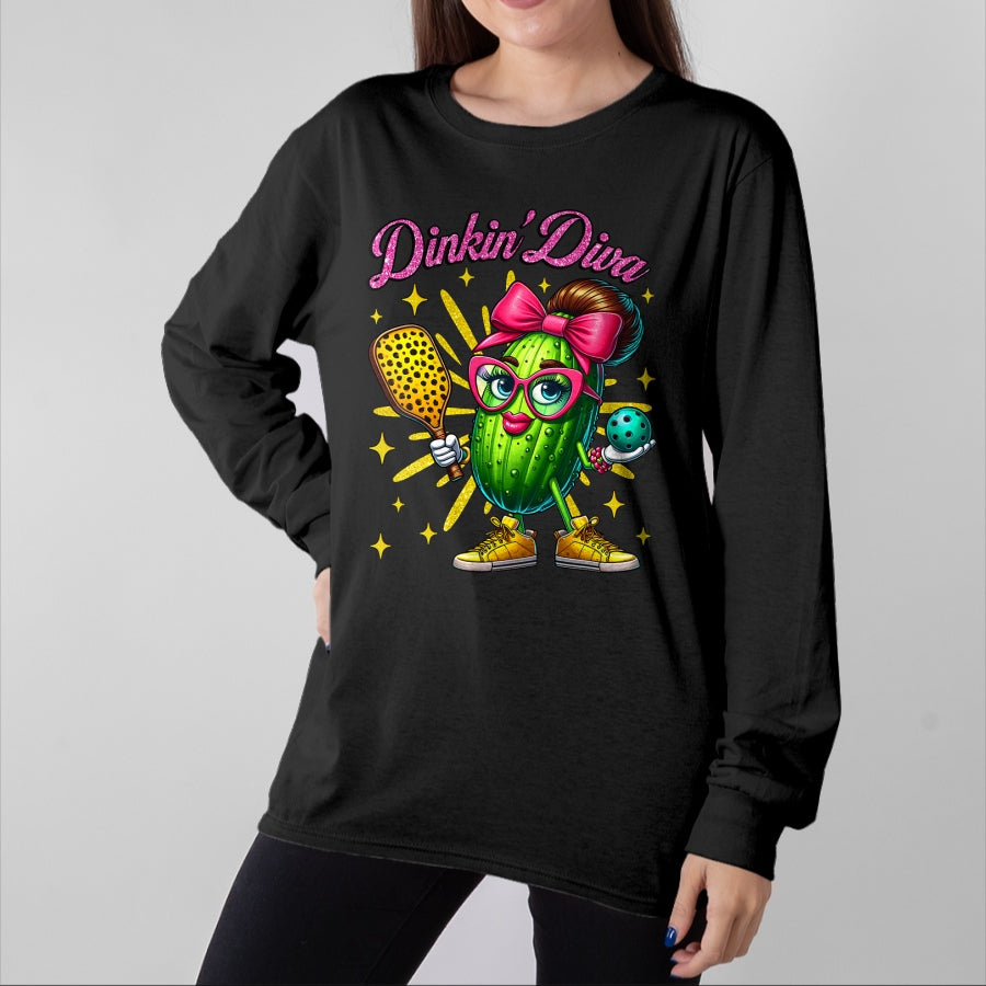 Funny Pickleball Shirt, Pickleball Lover Unisex T-Shirt/Hoodie/Sweatshirt HLT00 - Dinkin’ Diva Funny Pickleball Player Cute Pickle Lovers T-Shirt