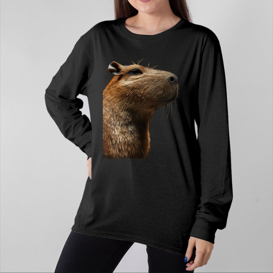 Cute Capybara Shirt, Funny Capybara Unisex T-Shirt/Hoodie/Sweatshirt HLT00 - Capybara Long Sleeve T-Shirt (7)