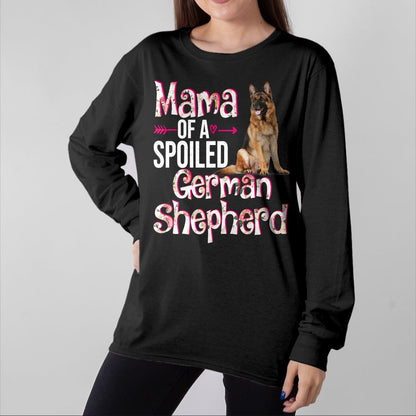 Best Wife Shirt, Wife and Husband Unisex T-Shirt/Hoodie/Sweatshirt HLT00 - Mama Of A Spoiled German Shepherd Mother's Day Floral Dog T-Shirt