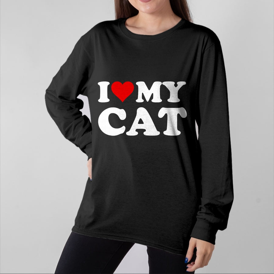 Cat Love Shirt, Funny Cat Lover Gift UnisexT-Shirt/Hoodie/Sweatshirt HLT00 - Red Heart I Love My Cat T-Shirt (1)