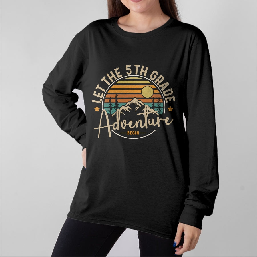 Best Student Shirt, Funny Back To School UnisexT-Shirt/Hoodie/Sweatshirt HLT00 - Let The 5th Grade Adventure Begin Fifth Grade Teacher Team T-Shirt