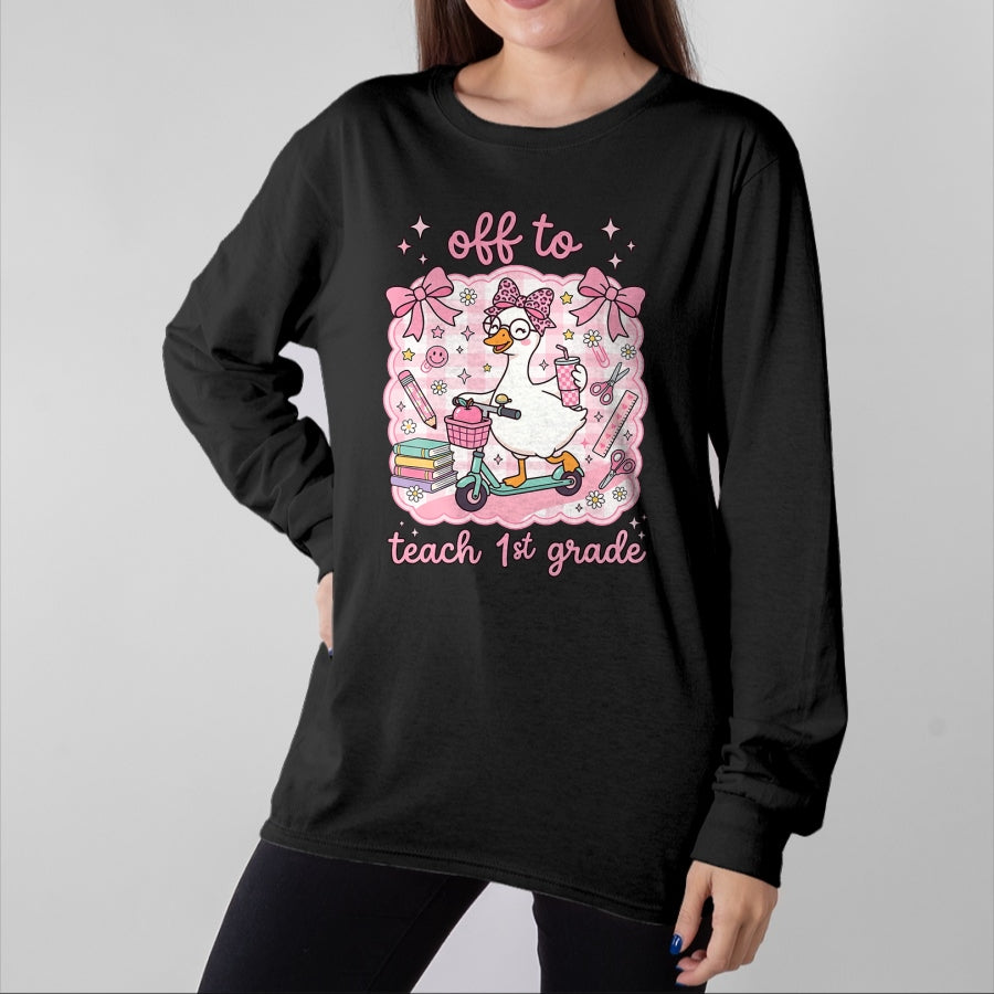 Best Student Shirt, Funny Back To School UnisexT-Shirt/Hoodie/Sweatshirt HLT00 - Off to Teach 1st Grade Back to School First Grade Teachers T-Shirt