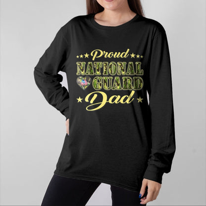 Gift for Dad Shirt, Funny Dad Unisex T-Shirt/Hoodie/Sweatshirt HLT00 – Proud National Guard Dad Dog Tags Heart Military Father Gift T-Shirt
