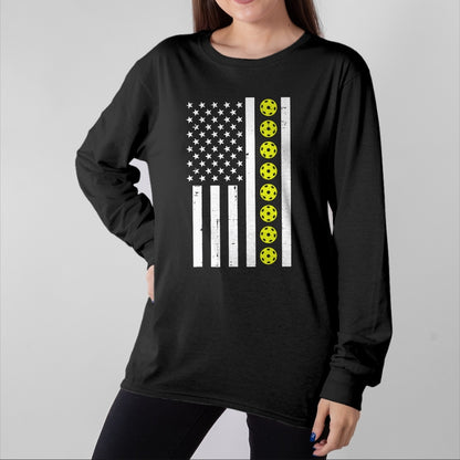 Funny Pickleball Shirt, Pickleball Lover Unisex T-Shirt/Hoodie/Sweatshirt HLT00 - Pickle Ball US Flag Pickleball Patriotic Men Women Kids Boys T-Shirt